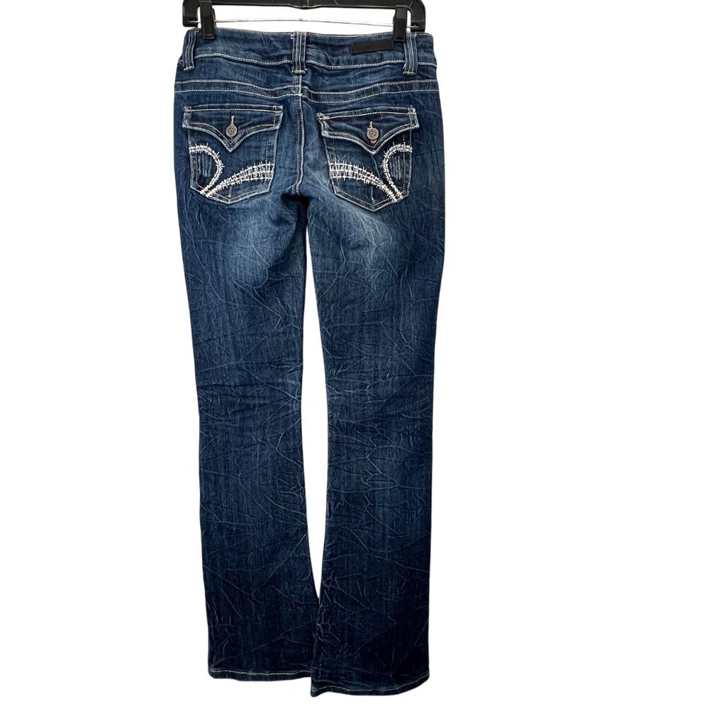 Vanilla Star Jeans Bootcut 9 Flap Pockets Embroidered 29" Waist Cowgirl Y2K